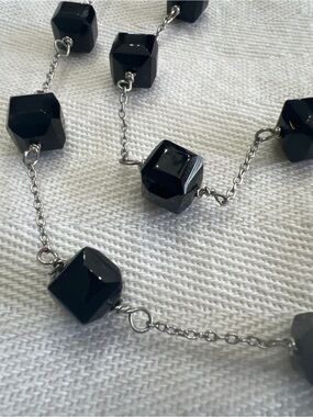 Banana Republic Long Black Cube Bead Chain Necklace | 38.5" Opera Length BR